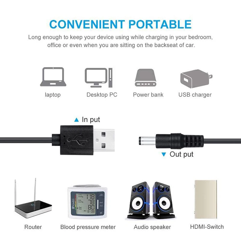 범용 USB to DC 전원 케이블, USB 잭 충전 코드 플러그 커넥터 어댑터, 라우터 미니 선풍기 스피커 카메라용