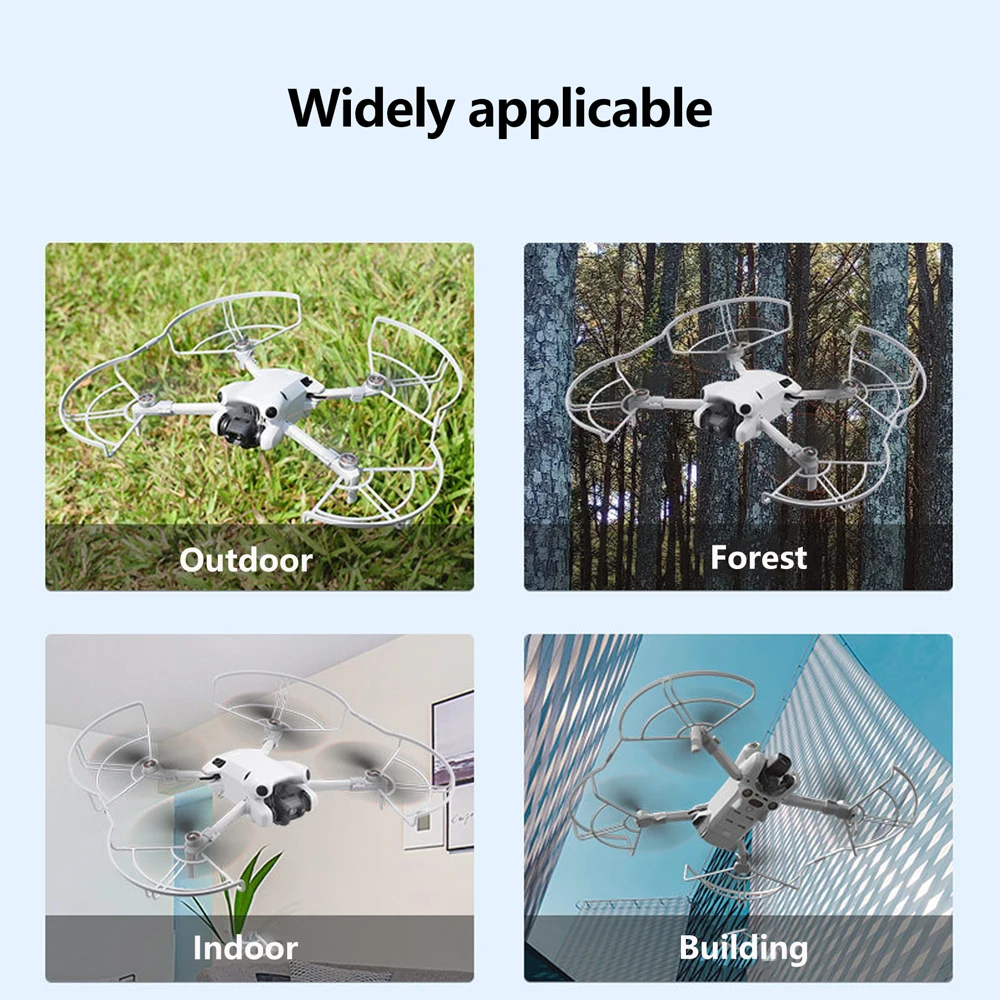 Protection hélices DJI Mini 4 Pro en action, anneau anti-collision ultra-léger assurant la sécurité en vol.
