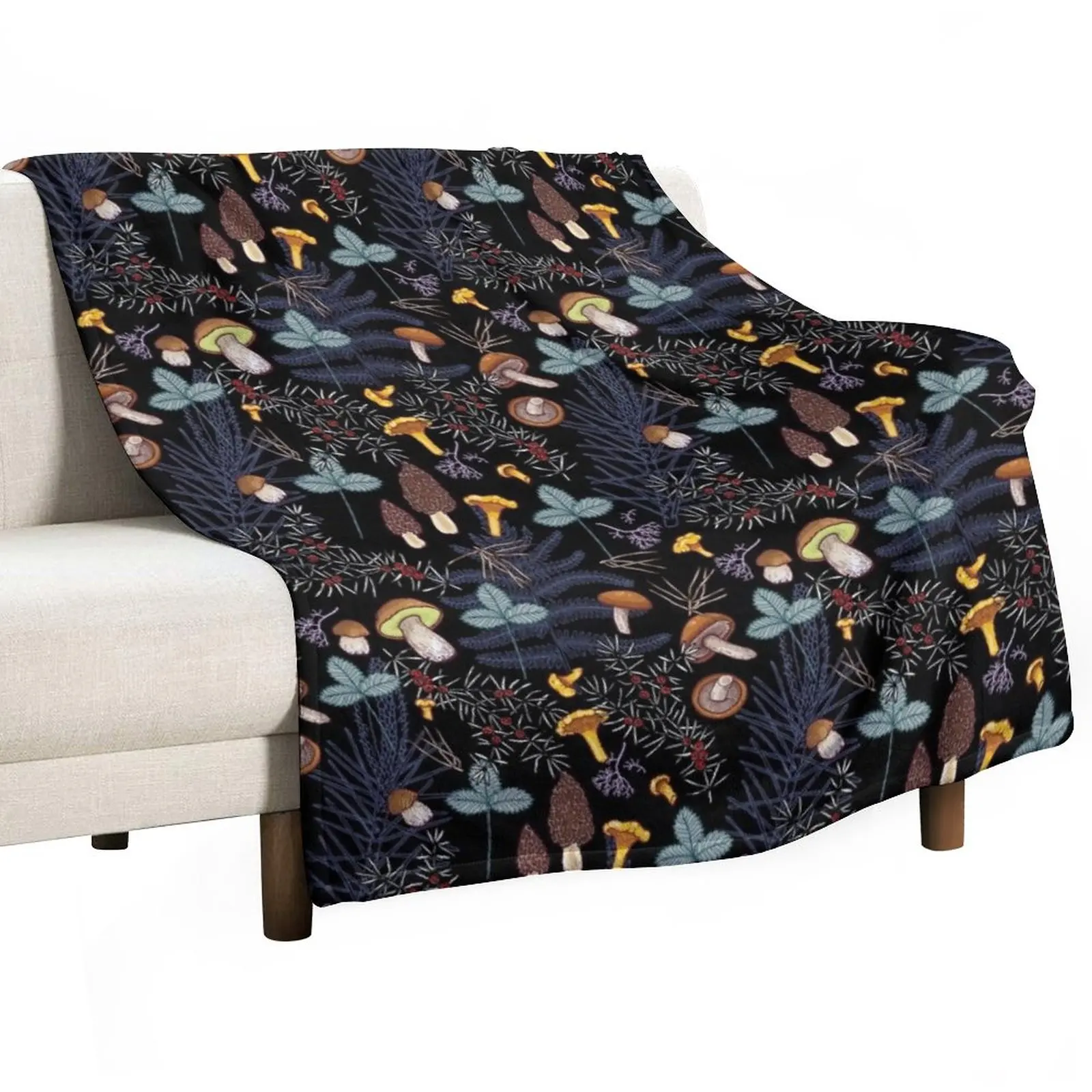 

dark wild forest mushrooms Throw Blanket Bed linens Softest Blanket Decorative Bed Blankets