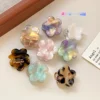 Korean Style Floral Acetate Mini Claw Clip for Women, Sweet Cute Resin Hair Clip, Shark Clip for Thin Hair and Bangs