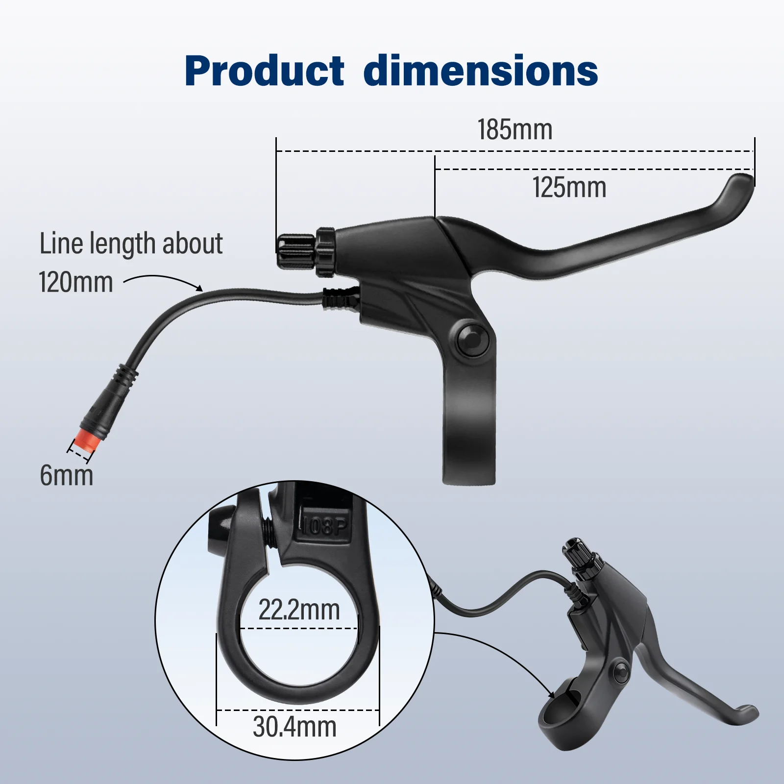 Bicycle Brakes Lever, 2 Wires Left ＆ Right E-Bike Bicycle Electric Brake Lever Replacement Parts Waterproof Electronic Brake Lever Set 1 Pair Ebike B