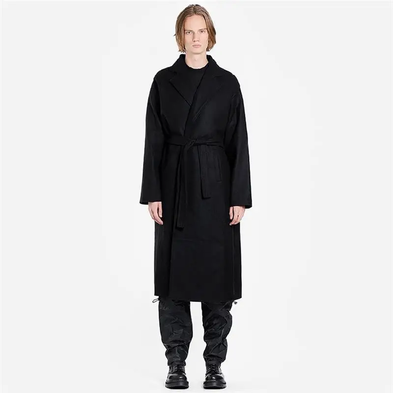 

Men's Woolen Coat Autumn And Winter New Gentleman Mature British Style Waist Large Size Simple Coat