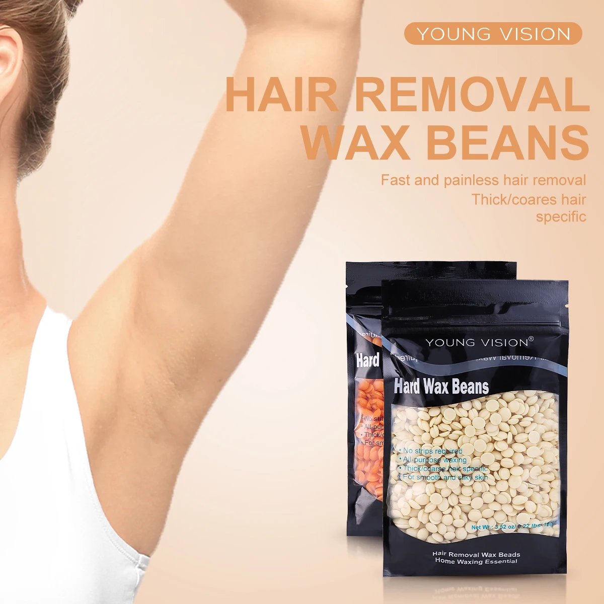 Wax Beads Hair Removal,Wolady 1000g Painless Hard Wax Beans,Hot Kit with 20 Applicators for Full Body, Face & Bikini Areas