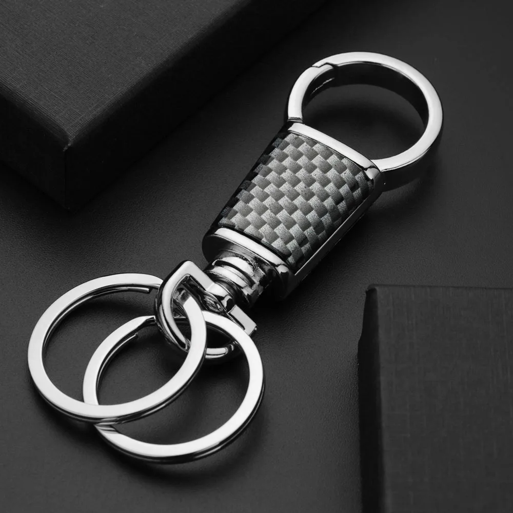 Fashion Double Ring Keychain 360 Degrees Rotatable Key Chain