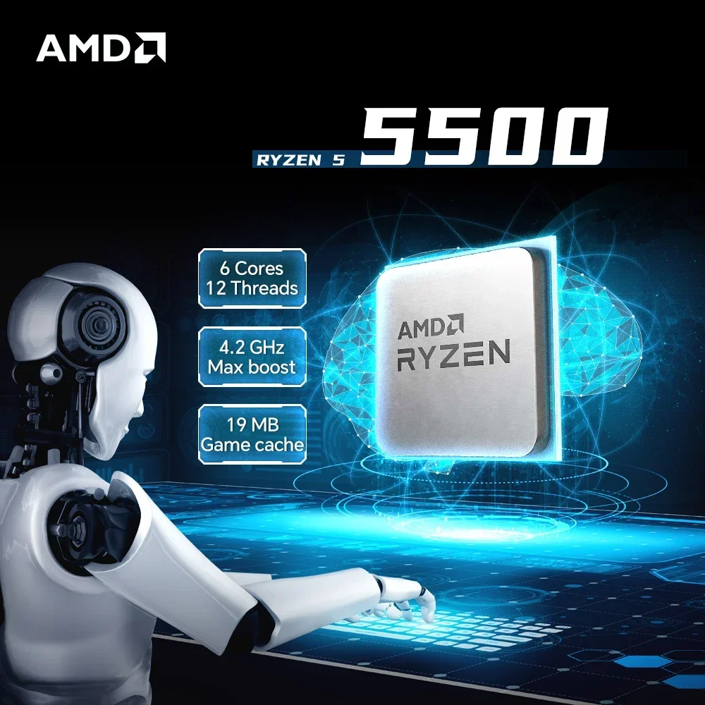 AMD R5 5500 Ryzen 5 5500 Zen3 아키텍처 7nm 16MB L3 캐시 6코어 12스레드 소켓 AM4 데스크탑 프로세서 (쿨러 미포함)
