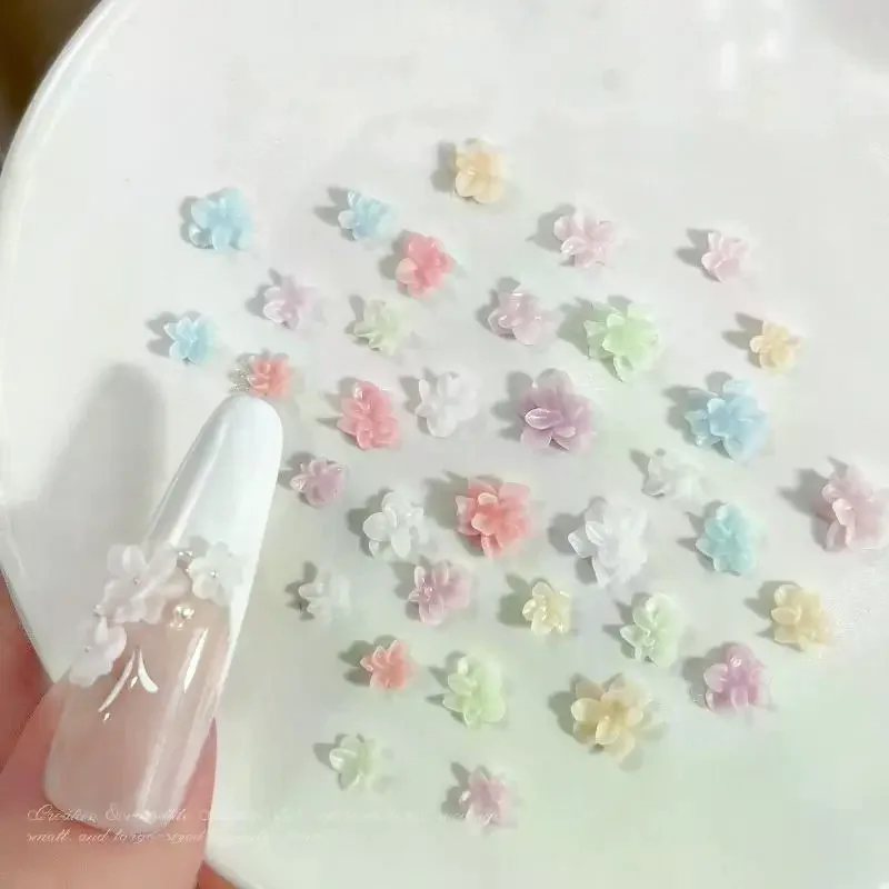Size Mixed 3D Irregular Soft Flowers Resin Nail Charms Colorful Flower Nail Art Decorations Nail Ornaments Manicure Crafts