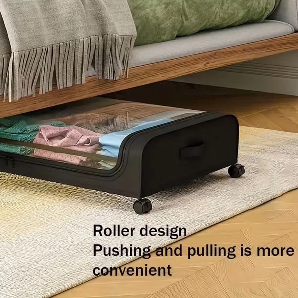 Large Capacity Underbed Storage Box Bed Bottom Shelf with Wheels Quilts Clothing Shoes Storage Multifunctional Storage Box 5