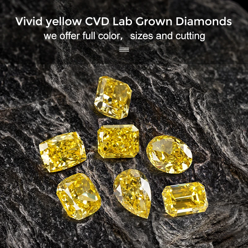 0.20 Ct Loose Lab Grown Diamond – Fancy Radiant Cut, CVD Yellow (D-E Color), For Jewelry Making