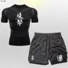 Anime Attack On 2 in 1 Male Quick Dry Sportswear Compression T-Shirt Shorts Men's Running Sports Suit MMA Rashgard Summer Beach 3