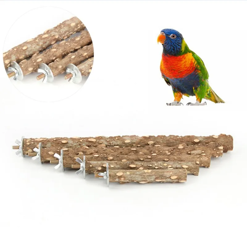 Wooden Bird Parrot Stand Rack Branch Holder Paw Grinding Perches Chew Pets Toys Hanging Cage Decor Chew Bite Toys Stick 10-30cm