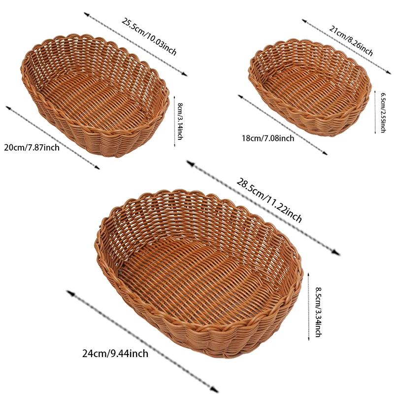 Oval plastic imitation rattan storage basket snack bakery snack basket party centerpiece home dining table kitchen supplies 6