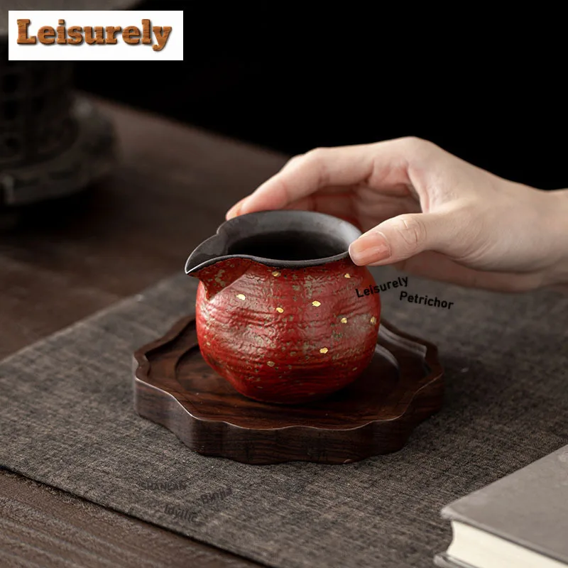 200ml Red Mountain Sprinkled Gold Tea Pitcher Tea Divider Cha Hai Dispenser Justice Cup Fair Mug Tea Ceremony Accessories Craft