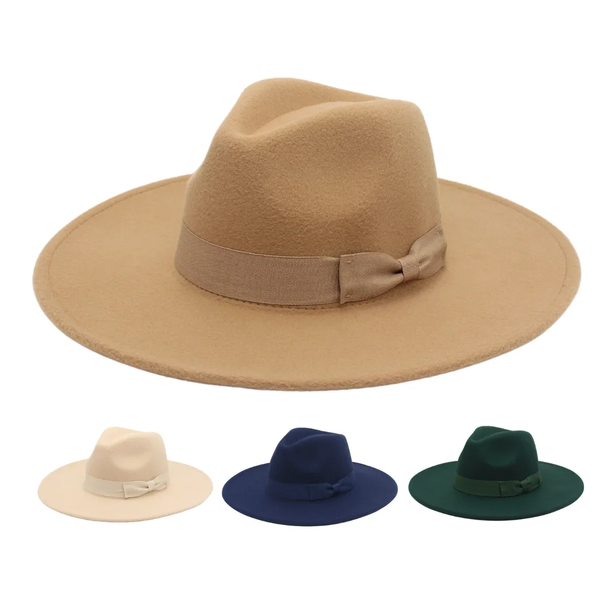 Sombrero Fedora De Ala Ancha Para Hombre Y Mujer, Gorro De Invierno Con Banda De Cinta, Color