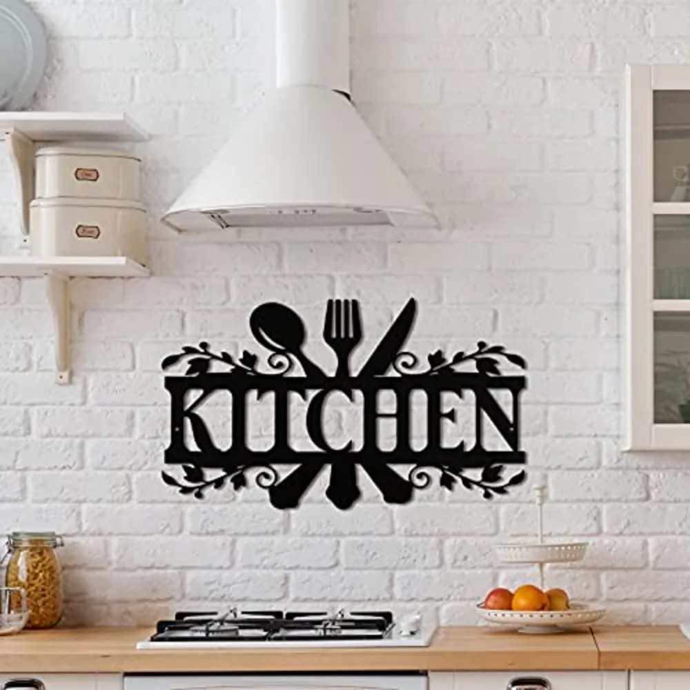 Kitchen Metal Sign, Kitchen Signs Wall Rustic Metal Kitchen Decorï¼ŒWall decoration, Wall Stickerï¼ŒArtwork, Iron Art Silhouette