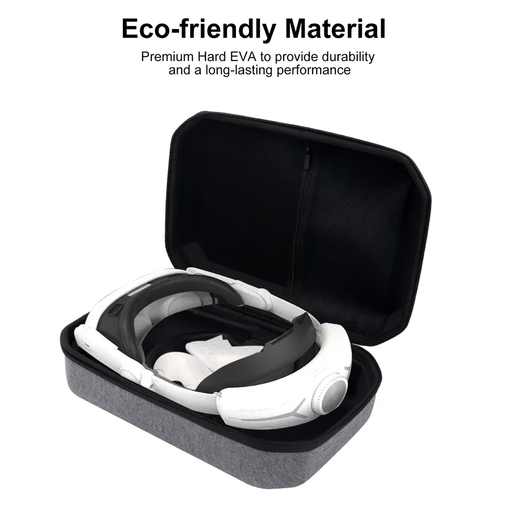Carrying Case with Lens Cover Waterproof Hardshell Case Shockproof Mesh Pocket For Meta Quest 3 VR Headset Game Controller