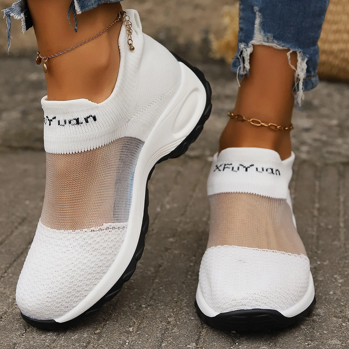 

New Zapatillas Mujer Platform Sneakers 2024 Fashion Casual Sports Shoes Women White Wedge Running Women Shoes Basket Femme