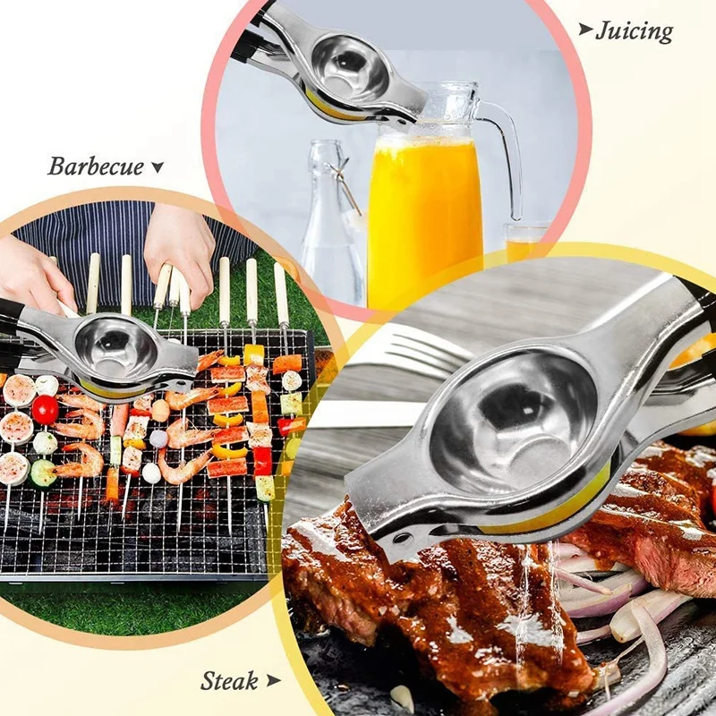 Lemon Squeezer Stainless Steel Manual Lemon Juicer Lime Squeezer Press High Strength Silicone Handle