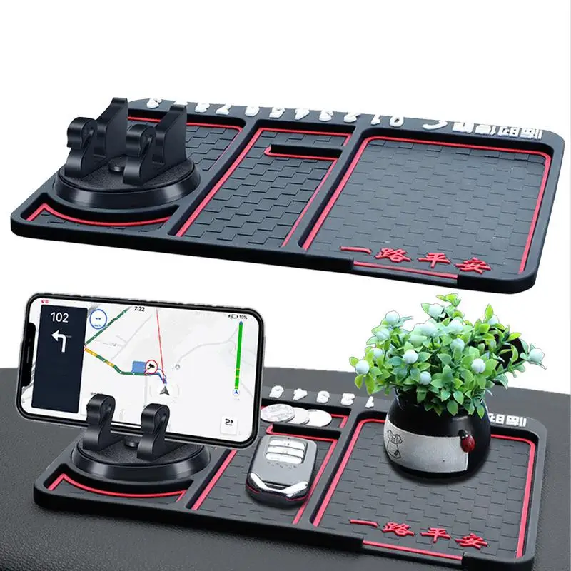 

Car Anti Slip Dash Mat High Temp Resistant 360 Rotating Car Tray And Phone Holder Non Slip Silicone Dash Mat Car Accessories