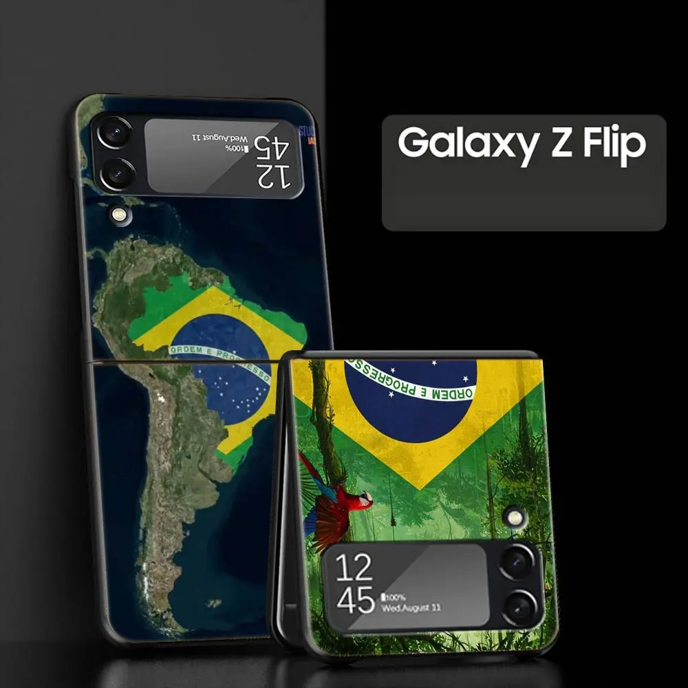 Brazil Flag Themed Black Folding Phone Case - Durable Hard Shell Cover