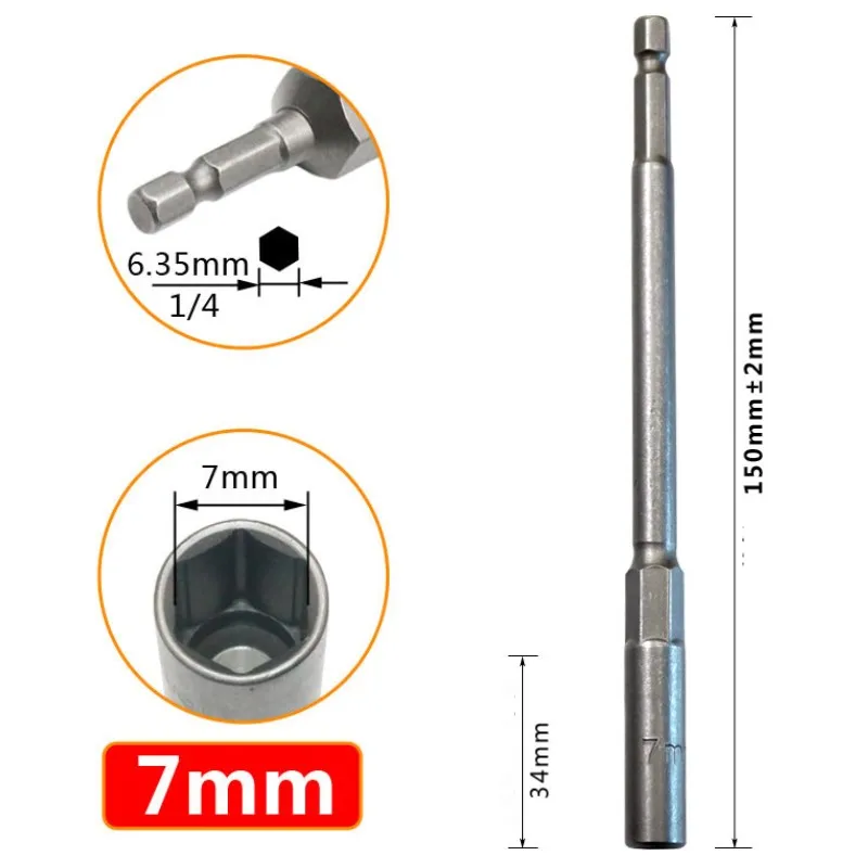 Buchse 150mm Sechskant Mutter Fahrer Bohrer Adapter 5,5-19mm Für Elektrische Schlüssel Verlängerung Hülse Reparatur Manuelle werkzeuge – Detail 5