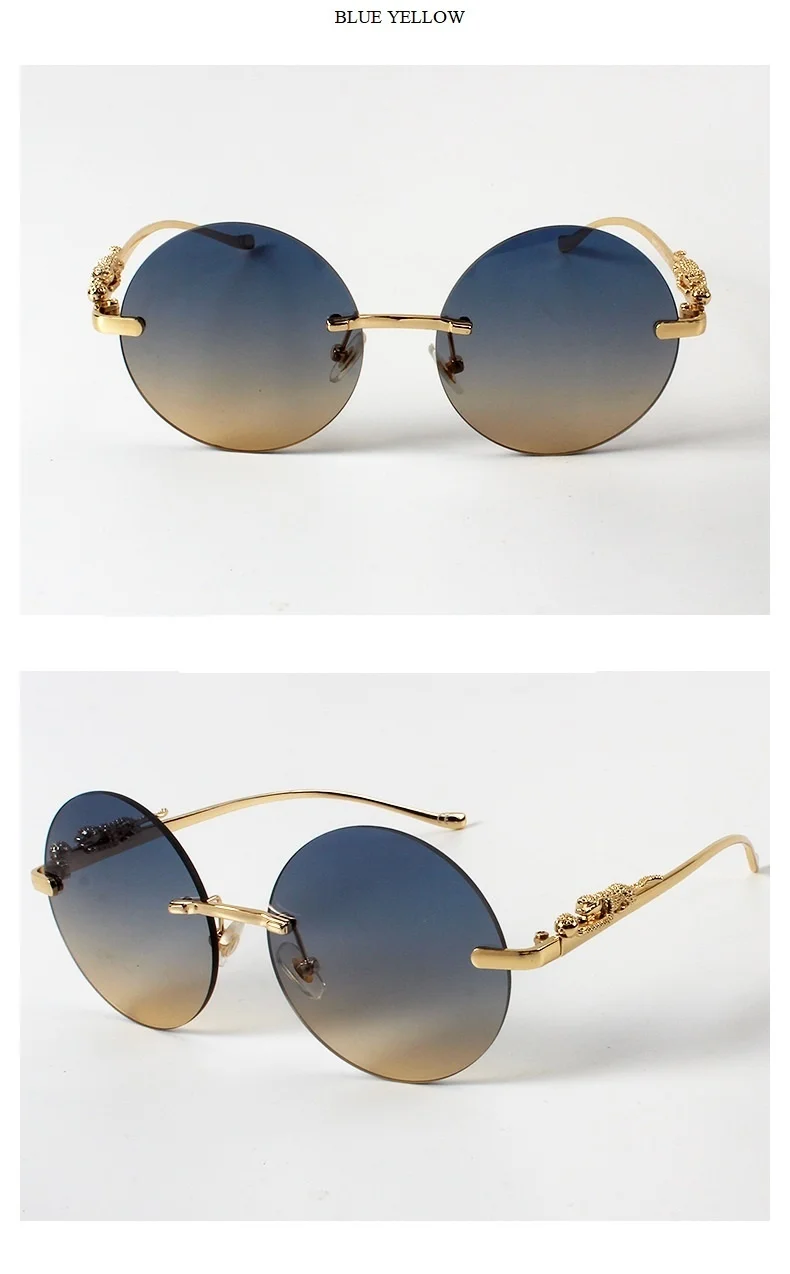 Leopard Leg Sunglasses For Women & Men Vintage Alloy Round Pilot_voghion.com