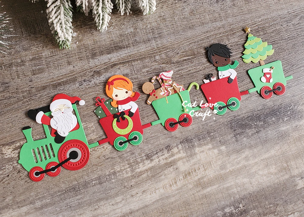 Catlove 크리스마스 기차 금속 절단 다이 스크랩북 금형 스텐실 다이 컷 카드 만들기 DIY 공예 엠보싱 2022 년 새로운 다이