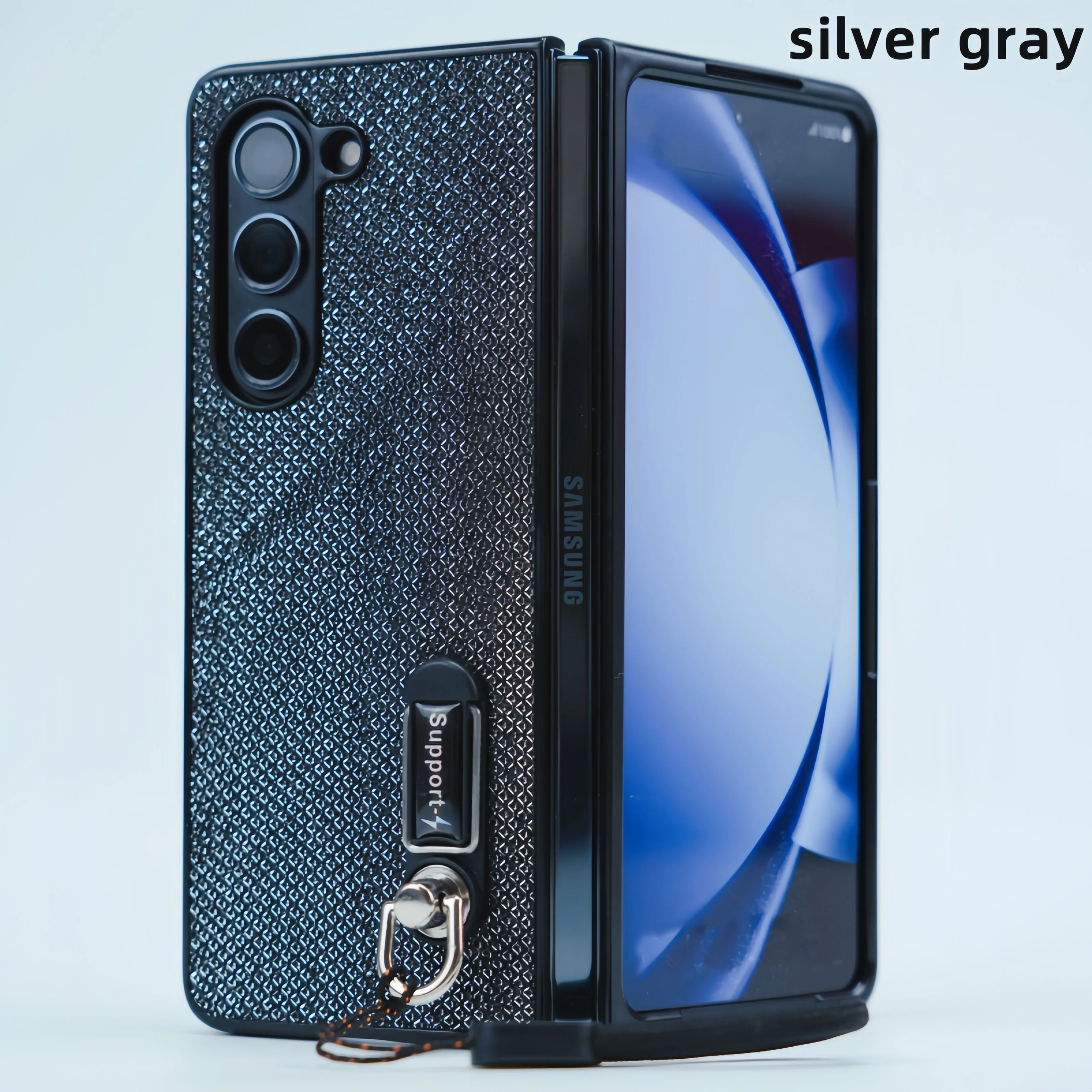 For Samsung Galaxy Fold 3 4 5 6 Luxury Wrist Hard Shell Plastic Shockproof Strap Bracket Phone Case Cover_voghion.com