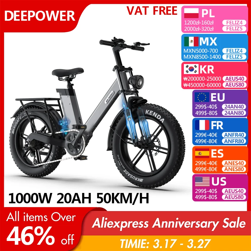 

Электрический горный велосипед ZPW для взрослых, 4,0*20 дюймов, фэтбайк, 1000 Вт, 48 В, 20 Ач, пляжный электрический велосипед, бесплатная доставка