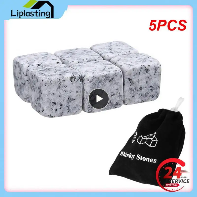 5Pcs Whisky Stones Sipping Cooler Riutilizzabile Whisky Ice Stone Whisky Natural Rocks Bar Wine Cooler Party Regali Di Nozze