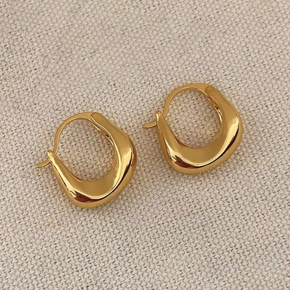 Fashion Smooth Metal Chunky Hoop Earrings Simple Versatile Drop Earrings Jewelry Ear Pendant Women