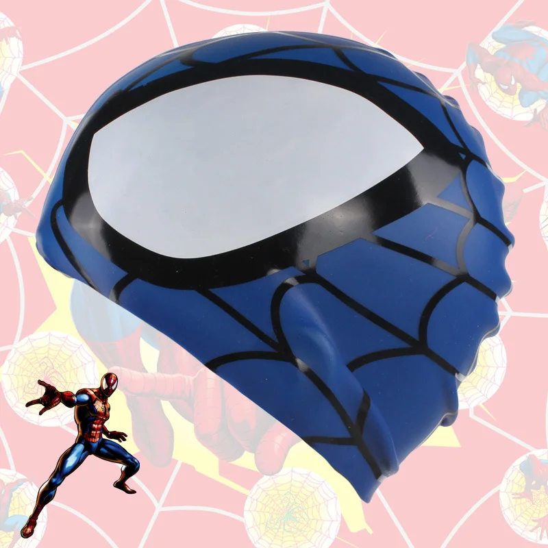 Disney Spider-Man Kids Swim Cap Comfortable Elastic Silicone Swim Cap Cute Cartoon Design Girls & Boys Kawaii Gift