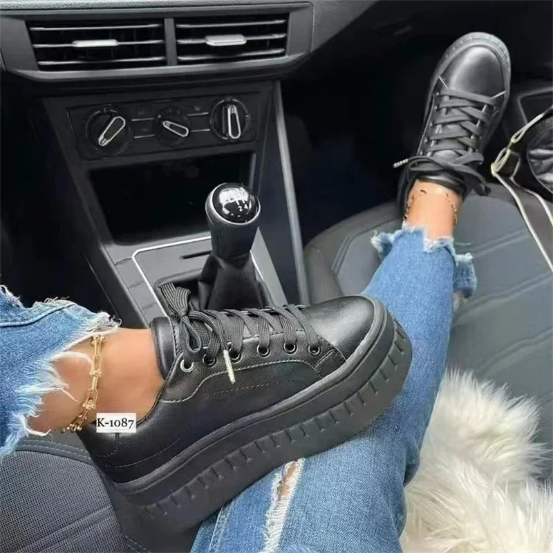 Women Platform White Sneakers Ladies Fashion Trainers Baskets Shoes Femme Casual Chunky Vulcanized Shoes Female Big Size 43