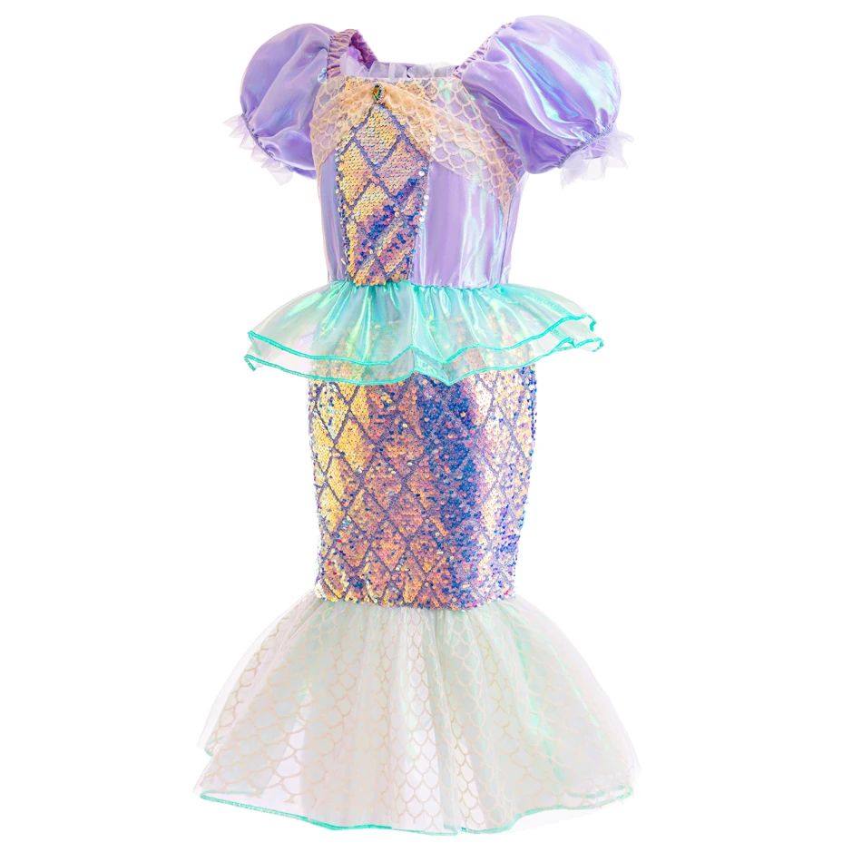 Prium Day Little Girl Mermaid Cosplay Dress Sequins 2pcs Fancy Kid Birthday Party Princess Costume Holiday Party Tail Outfit 18M