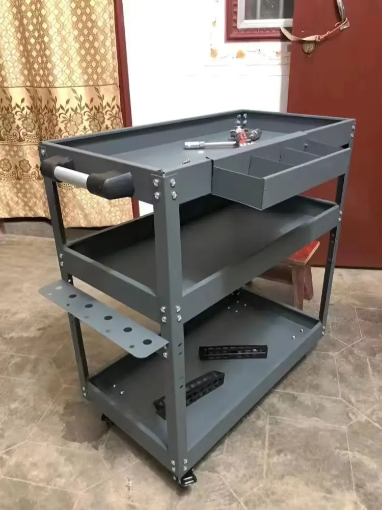 Tool Cart Trolley Auto Repair Drawer-Type Multi-Functional Workshop Repair Three-Layer Mobile Car Storage Shelf Trolley Workshop Tool Cart