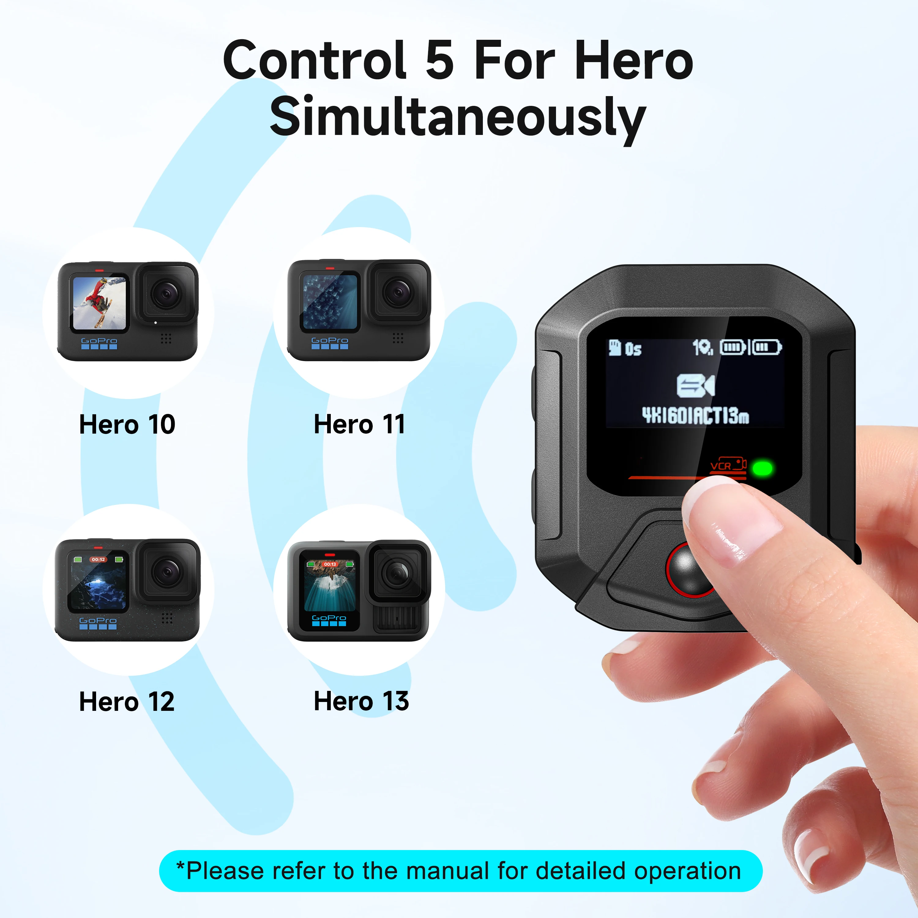Sangle de poignet ajustable de la télécommande sans fil pour GoPro Hero 13, portée sur un bras.