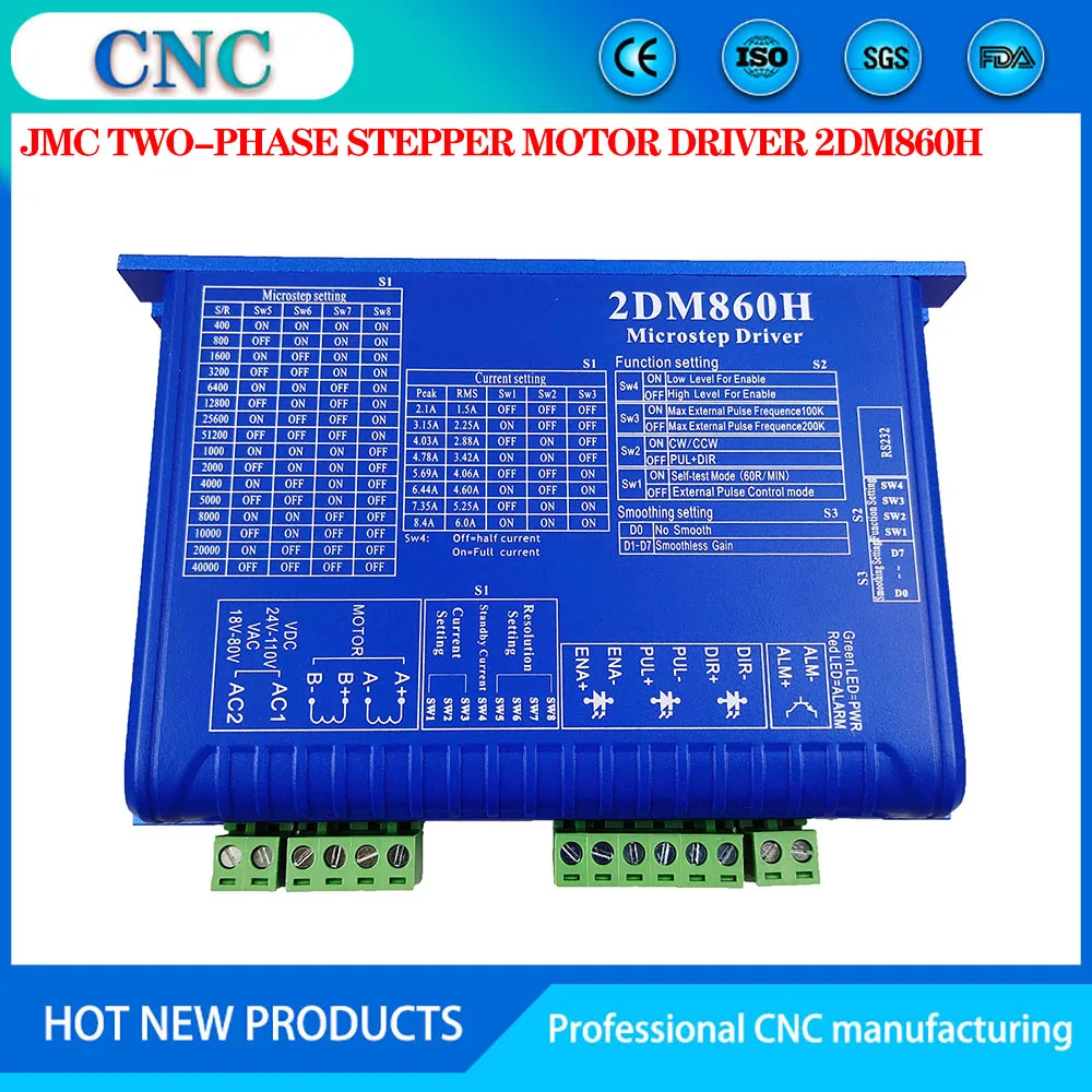 

CNC 2DM860H NEMA23/34 motor two-phase digital stepper motor driver Mach3 engraving machine CNC system stepper motor driver JMC