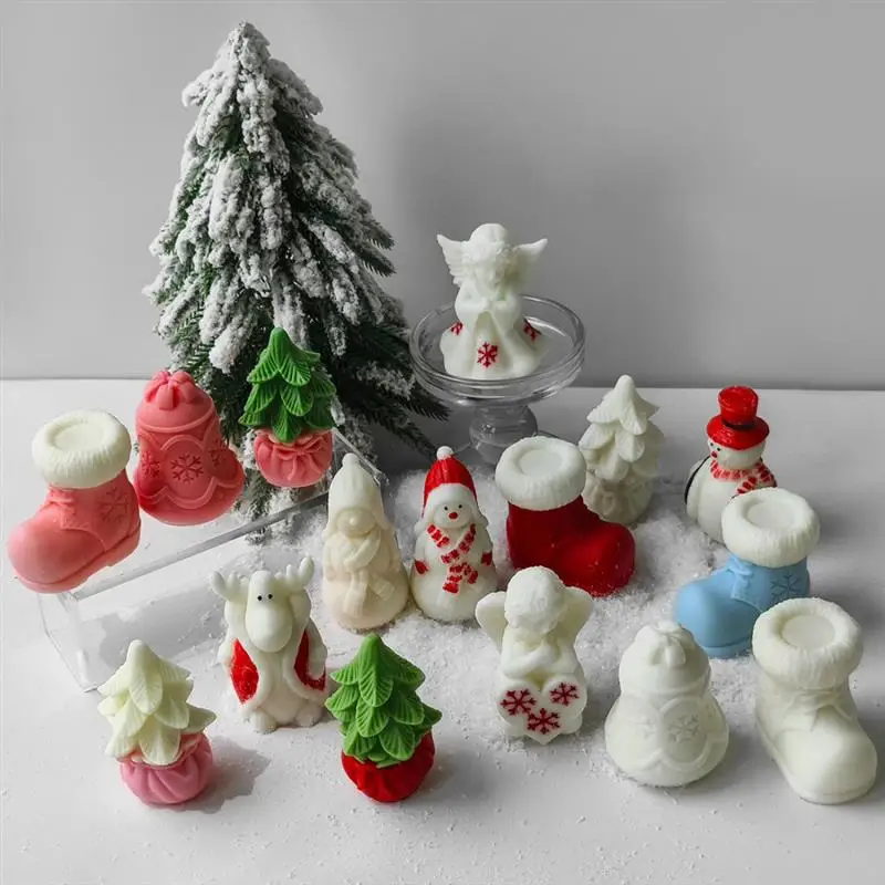 Description Picture 2 of itemChristmas Aroma Candle Ornament Silicone Mold DIY Elk Snowman Soap Plaster Resin Casting Making Molds Home Decor Christmas Gifts