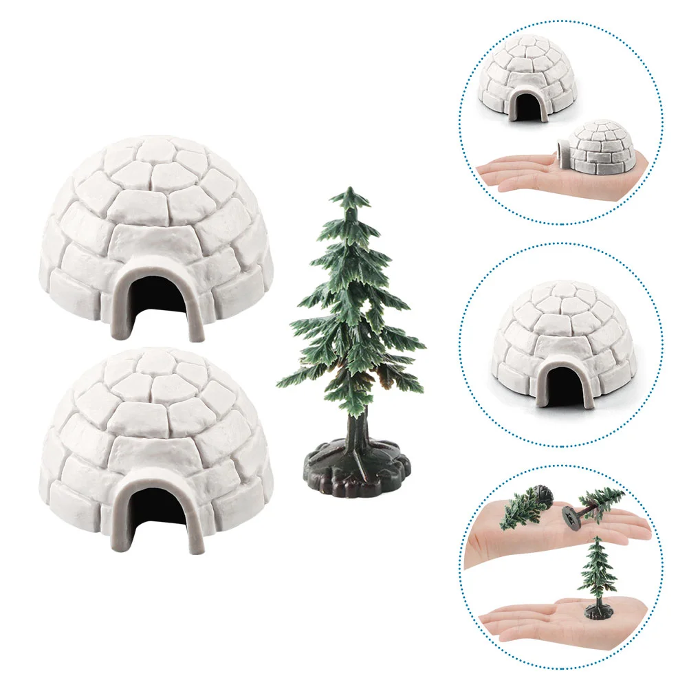 

Polar Igloo Christmas Tree Figurines Set Miniature Realistic Arctic Figures Toy Playset