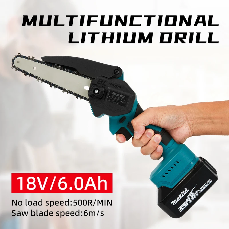 Makita rechargeable high-power lithium battery logging saw, household small handheld electric chain saw, multifunctional outdoor 4