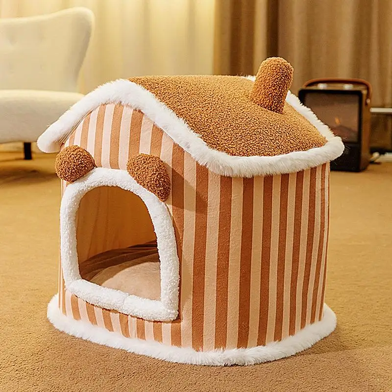 

Warm Cat Bed Closed Cat Cave Dog Bed Pet Nest Kennel With Zipper Winter Supplies Comfortable Dog House Cat Hideaway