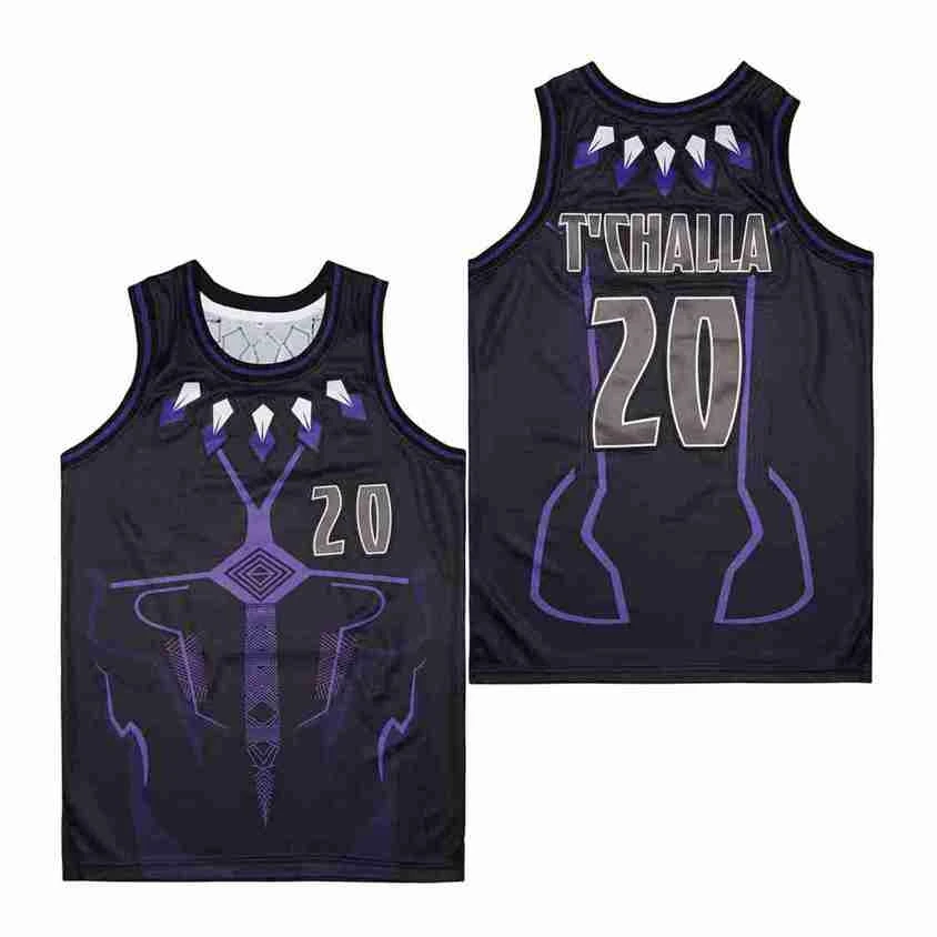 Bg Basketball Jersey 20 T'challa Pink Black Panther Jerseys Embroidery