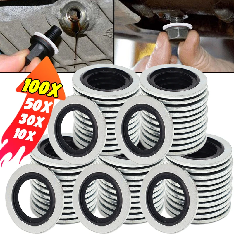 Renault Bonded Seal Washer Car Oil Pan Drain Plug Aluminum Alloy Fluororubber Sealing Ring Gasket 110265505R Car Accessories