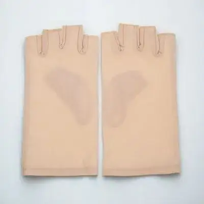 1쌍 손가락 없는 매니큐어 장갑 UV 차단 네일 램프용 재사용 가능 간편 세척 네일 아트 보호 핸드 커버