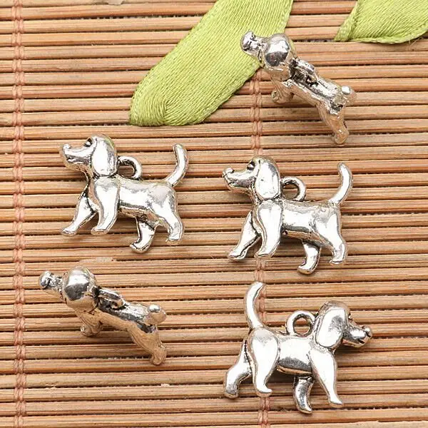 

10Pcs 15x13mm hole 1.7mm tibetan silver tone cute dog design charms H1059