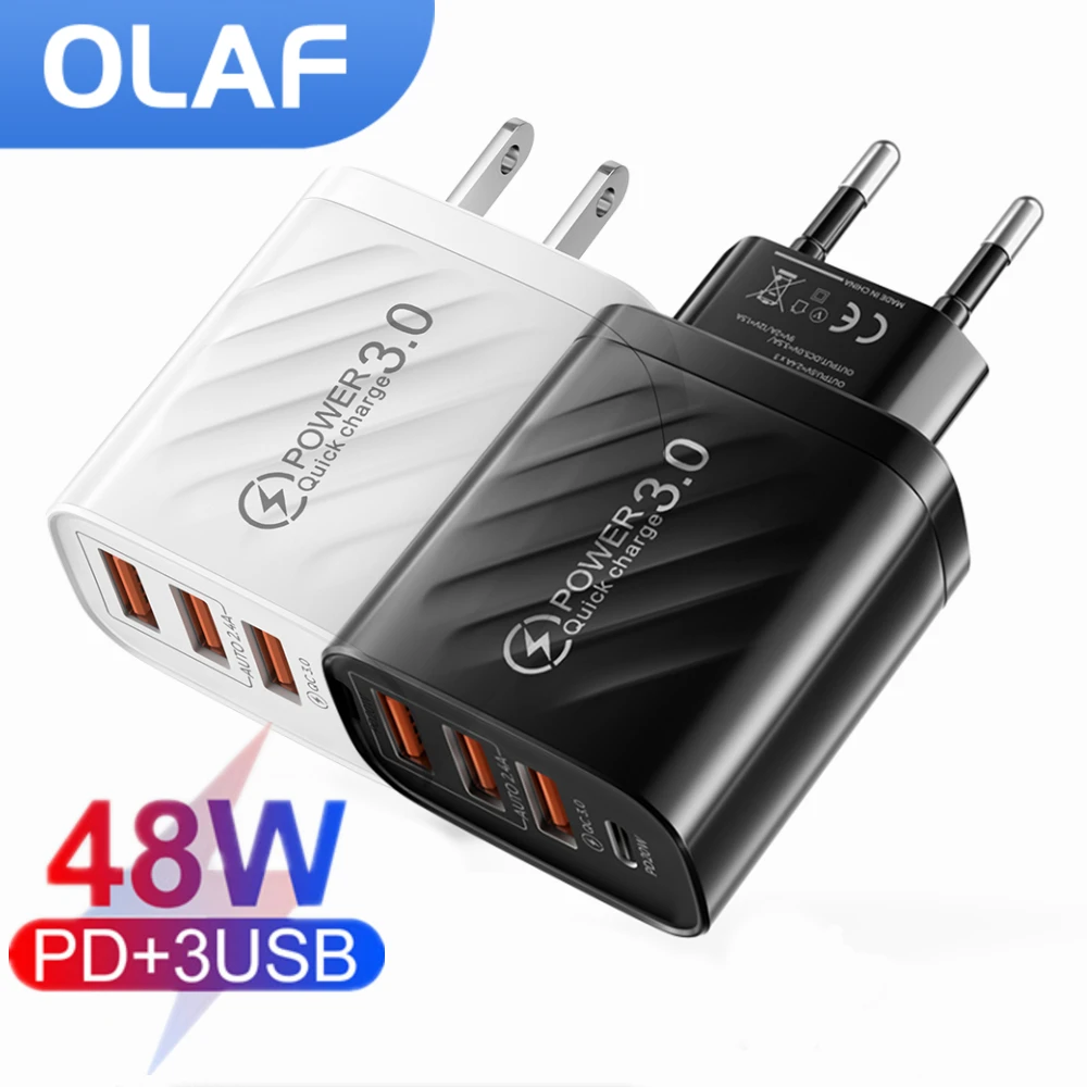 

Olaf USB зарядное устройство для быстрой зарядки 3,0 48 Вт быстрое зарядное устройство для iphone Samsung Huawei SCP AFC PD USB Type C адаптер