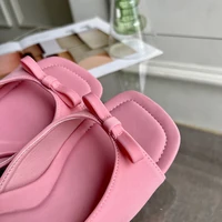Aneikeh Slipper Mules Low High Heels Shoes 2026 Summer Best Street Look Females Square Head Open Toe Bow Strappy Sandals Women 6