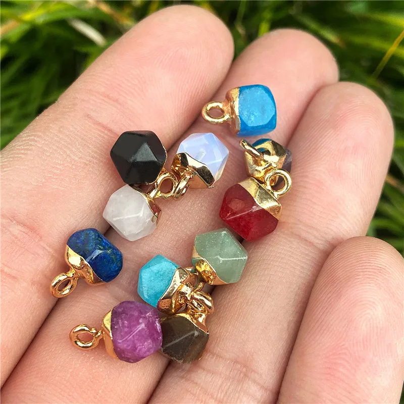 

5PCS Natural Small Stone Charm Pendant Amethysts Quartz Crystal Stone Accessorie For Jewelry Making Necklace Earring Wholesale