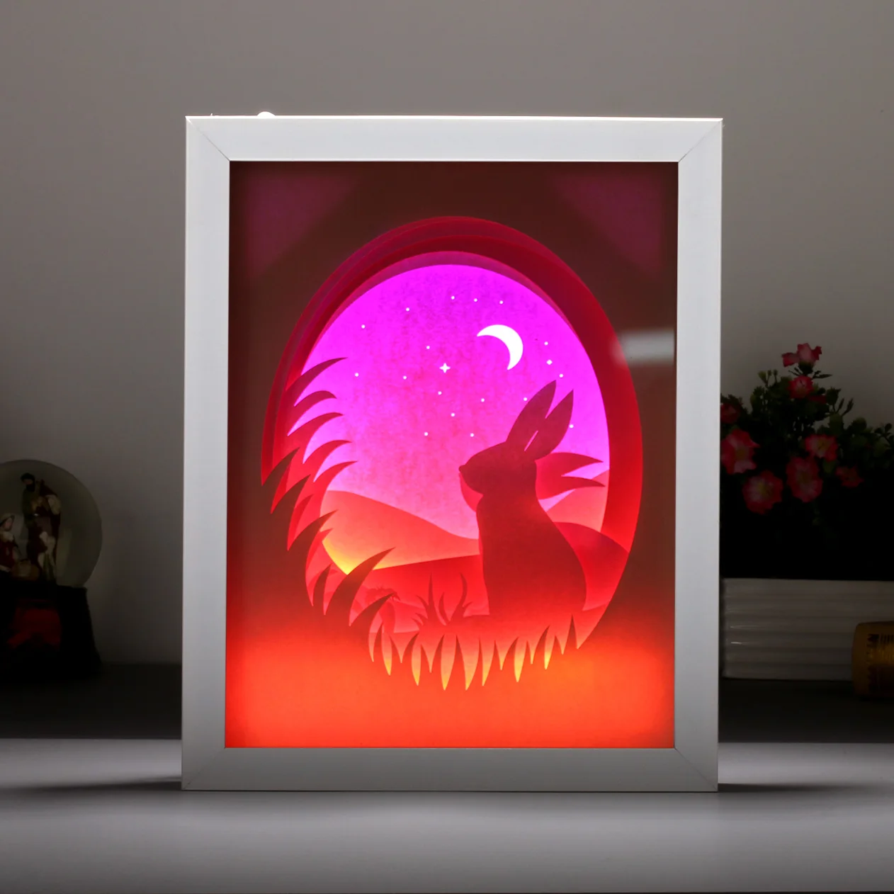 Led Shadow Box Frame Big Fish Begonia Picture Frame Paper Cut Light Box  Wall Art Home Print For Living Room Decorative Paintings - Night Lights -  AliExpress