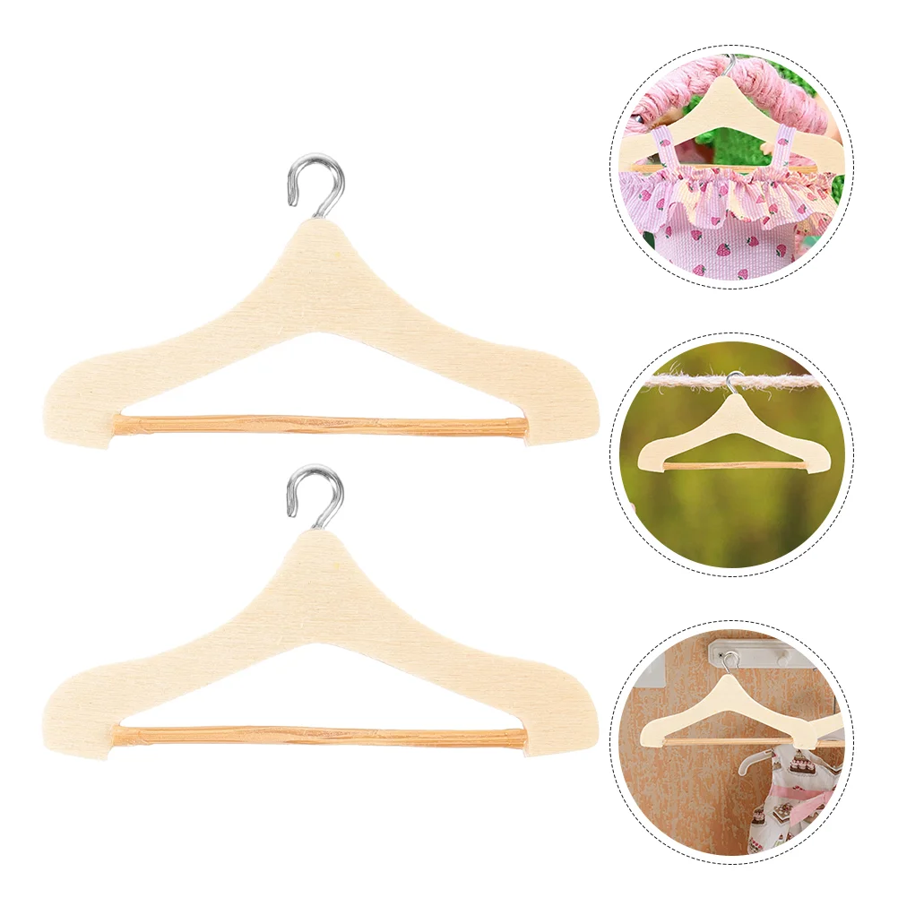 

Outfit Holder Mini Simulation Hanger Dollhouse Wooden Miniature Clothes Hangers