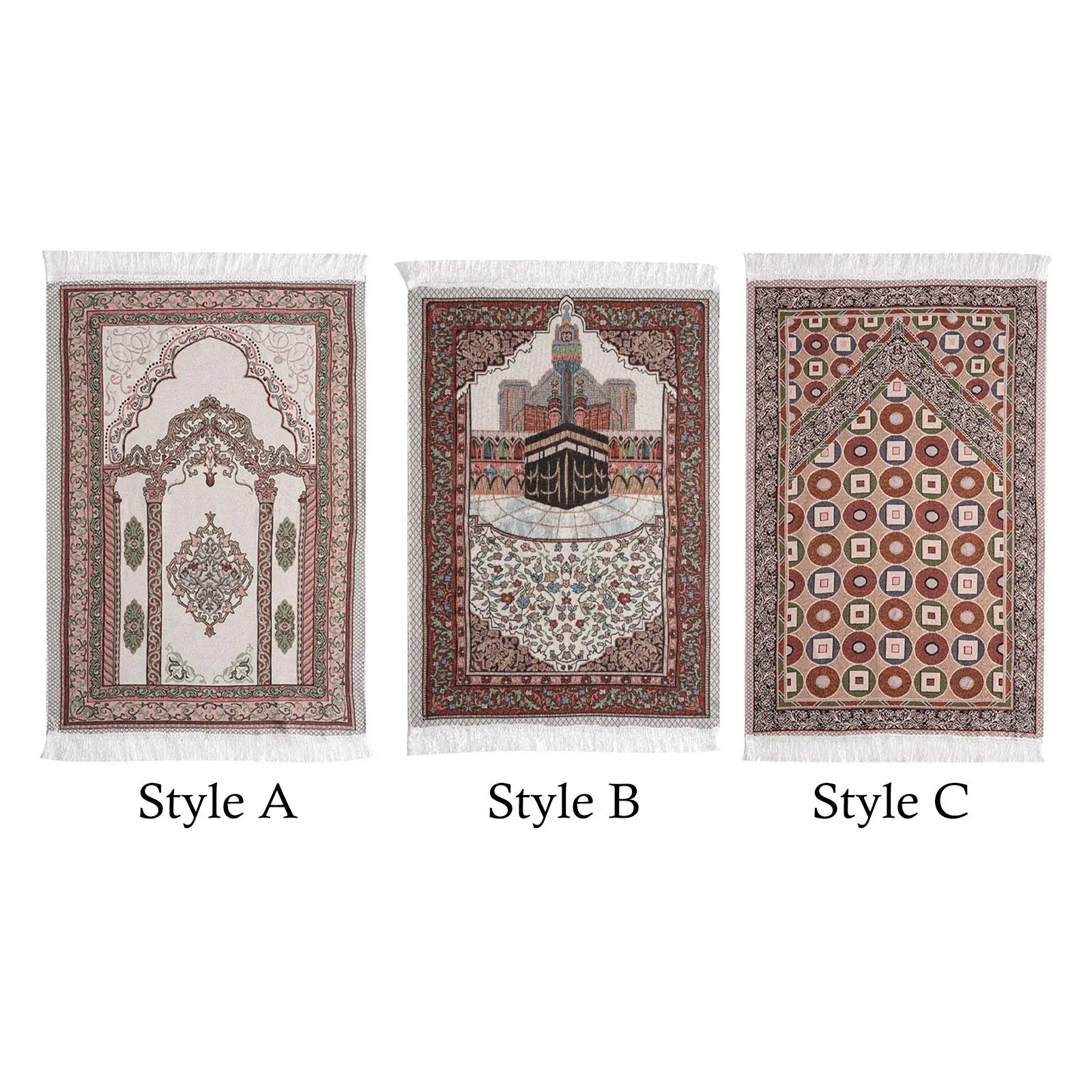 Muslim Mat Floor Carpet Thick Tassel Decor Rectangle Traditional Design Prayer Rug for Travel Temple Prayer Room Women Men Muslim Mat Floor Carpet Thick Tassel Decor Rectangle Traditional Design Prayer Rug for Travel Temple Prayer Room Women Men